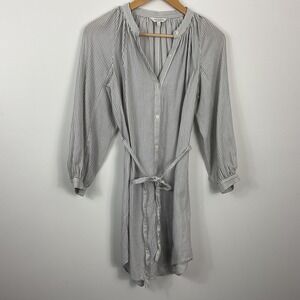 Lucky Brand XS Gray Striped Long Sleeve‎ Shirt Dress with Belt